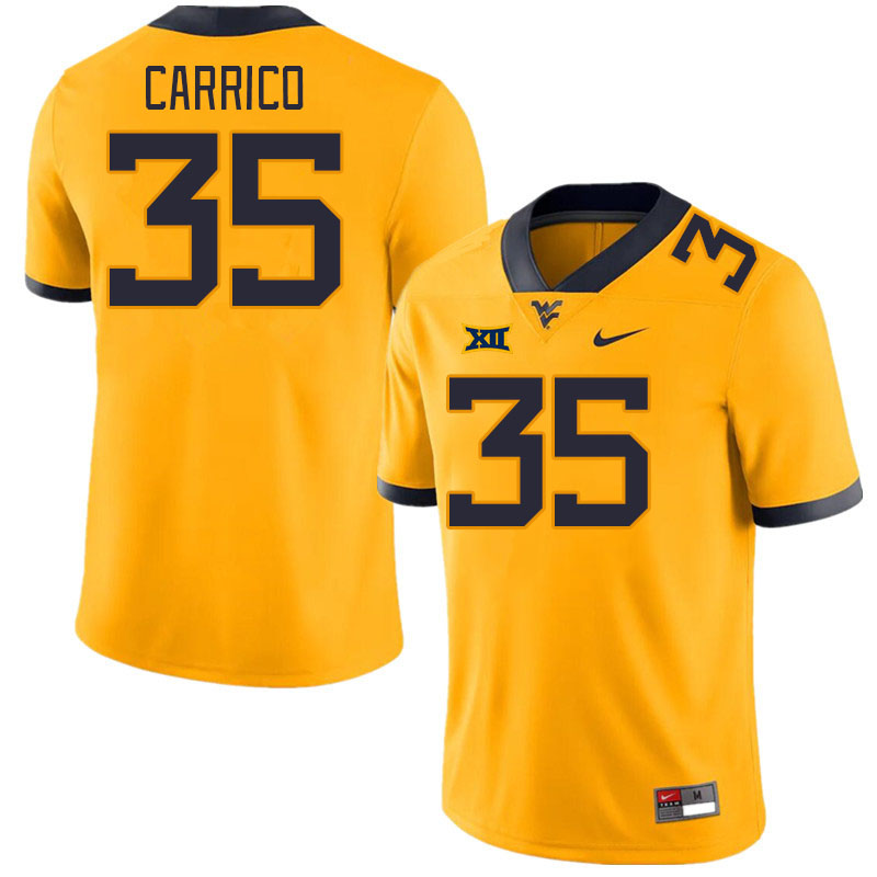 Men #35 Reid Carrico West Virginia Mountaineers College Football Jerseys Stitched Sale-Gold